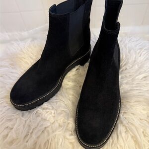Tory Burch Black Suede Chelsea Ankle Boots